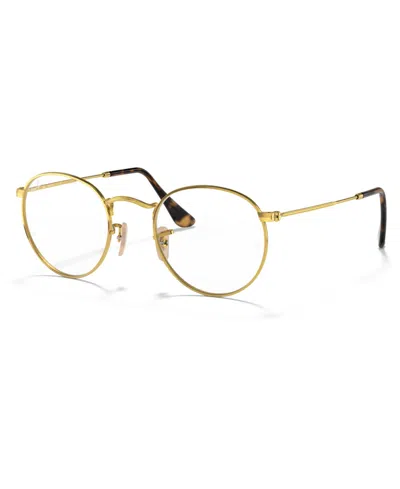Ray Ban Rx3447v Round Metal Optics Men's Round Eyeglasses In Gold-tone