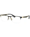 Ray Ban Ray-ban Rx6335 Unisex Rectangle Eyeglasses In Gold Blk