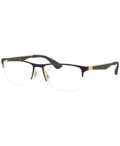 Ray Ban Ray-ban Rx6335 Unisex Rectangle Eyeglasses In Gold Blk