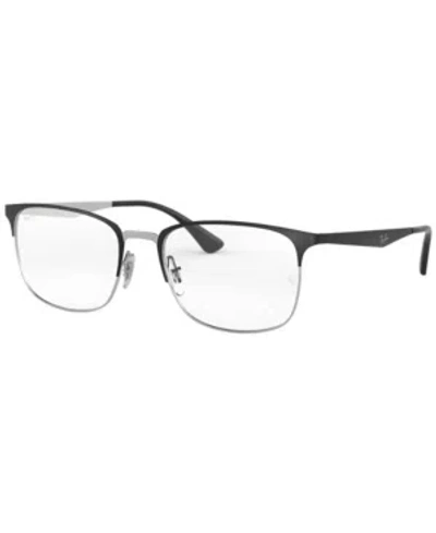 Ray Ban Ray-ban Rx6421 Unisex Rectangle Eyeglasses In Black Silv