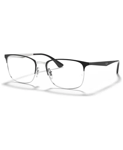 Ray Ban Rx6421 Unisex Rectangle Eyeglasses In Gray Silver