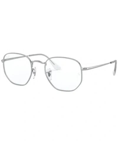 Ray Ban Hexagonal Optics Demol Unisex Eyeglasses Rx6448 2501 54 In Silver Tone