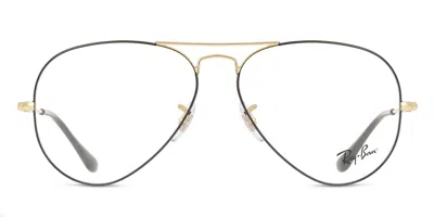 Ray Ban Rx6489 Aviator Men's Glasses, Black, Size 55 In Brown