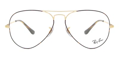 Ray Ban Rx6489 Aviator Men's Glasses, Tortoiseshell, Size 55 In Gold