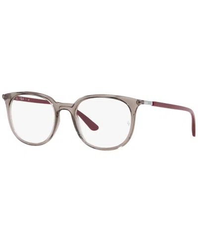 Ray Ban Rx7190 Unisex Square Eyeglasses In Transparent Gray