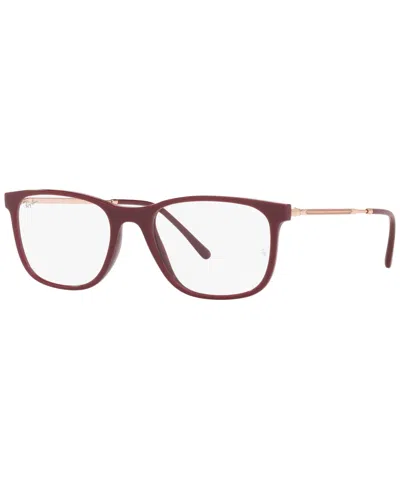 Ray Ban Rx7244 Unisex Rectangle Eyeglasses In Red Cherry