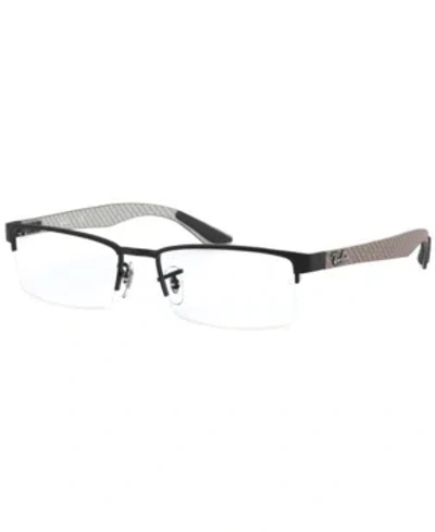 Ray Ban Ray-ban Rx8412 Unisex Rectangle Eyeglasses In Matte Blac