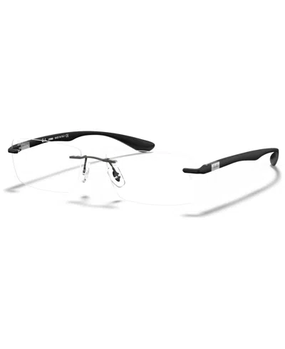 Ray Ban Rx8724 Unisex Rectangle Eyeglasses In Dark Gray