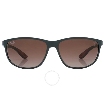 Ray Ban Scuderia Ferrari Brown Pillow Unisex Sunglasses Rb4394m F67713 61 In Brown / Green