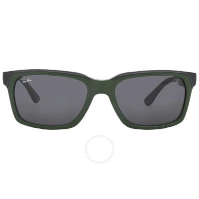 Ray Ban Scuderia Ferrari Dark Gray Rectangular Unisex Sunglasses Rb4393m F68087 56 In Black / Dark / Gray / Green / Grey