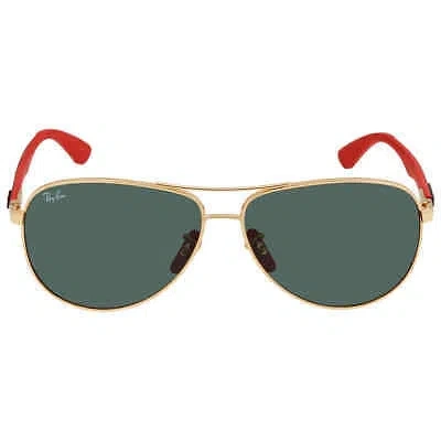 Pre-owned Ray Ban Scuderia Ferrari Green Classic Aviator Men's Sunglasses Rb8313m F00871 In Blue