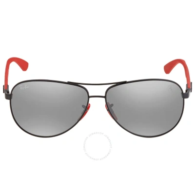 Ray Ban Scuderia Ferrari Grey Mirror Pilot Men's Sunglasses Rb8313m F0096g 61 In Red. / Grey
