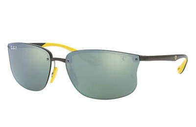 Pre-owned Ray Ban Ray-ban Scuderia Ferrari Grey Polar Silver Chromance® Sunglasses Rb4322m F624h1