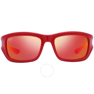 Ray Ban Scuderia Ferrari Orange Mirrored Square Men's Sunglasses Rb4405m F6236q 59 In Red   / Black / Orange