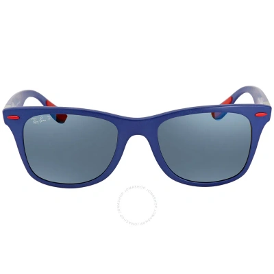 Ray Ban Scuderia Ferrari Polarized Blue Mirror Chromance Square Unisex Sunglasses Rb4195m F604h0 52