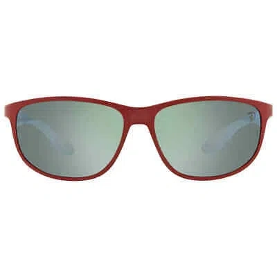 Pre-owned Ray Ban Scuderia Ferrari Polarized Green Mirror Silver Pillow Unisex Sunglasses In Multi