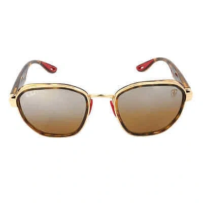 Pre-owned Ray Ban Scuderia Ferrari Polarized Mirror Brown Irregular Unisex Sunglasses In Gray