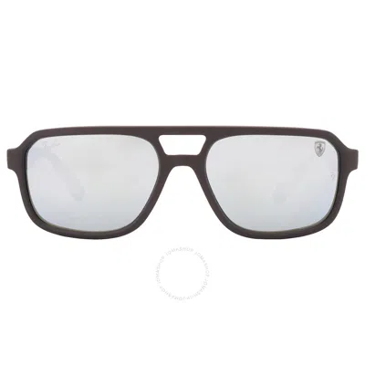 Ray Ban Scuderia Ferrari Silver Mirror Navigator Unisex Sunglasses Rb4414m F68430 58 In Black
