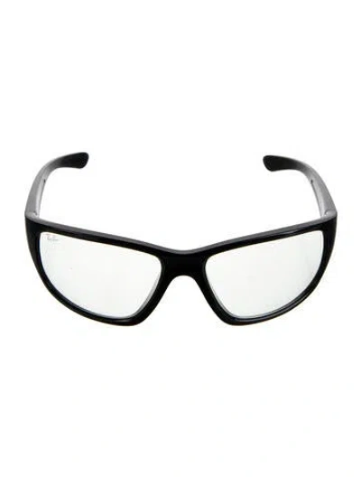 Pre-owned Ray Ban Shield Clear Sunglasses In Black