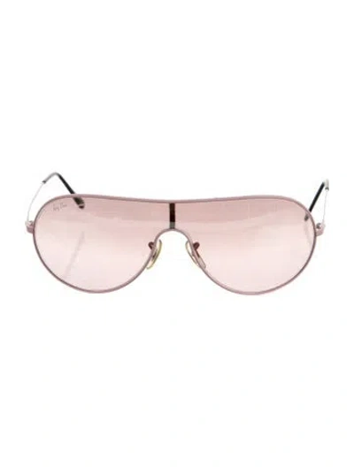 Pre-owned Ray Ban Shield Tinted Sunglasses In Pink