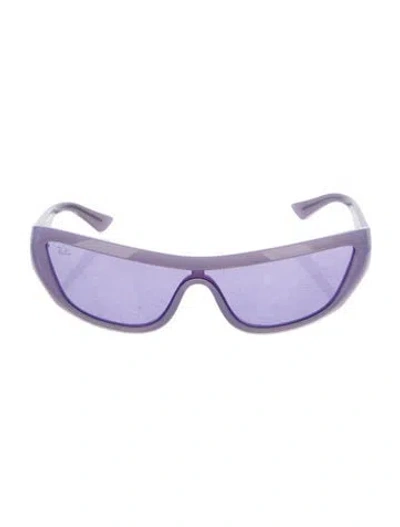 Pre-owned Ray Ban Shield Tinted Sunglasses In Purple