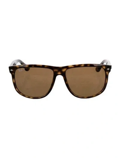 Pre-owned Ray Ban Signature Logo Wayfarer Sunglasses In Brown