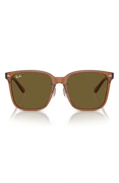 Ray Ban Slim Square 57mm Sunglasses In Transparent Brown
