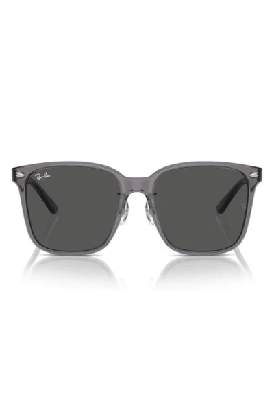 Ray Ban Slim Square 57mm Sunglasses In Transparent Grey