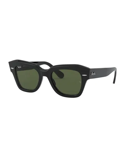 Ray Ban Square Acetate Sunglasses, 49mm In Black