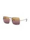 Ray Ban Square 1971 Chromance Sunglasses Rose Gold Frame Red Lenses Polarized 54-19 In Rosa