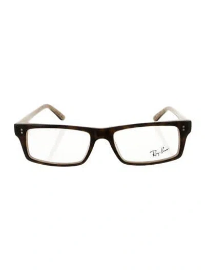 Pre-owned Ray Ban Square Eyeglasses In Brown