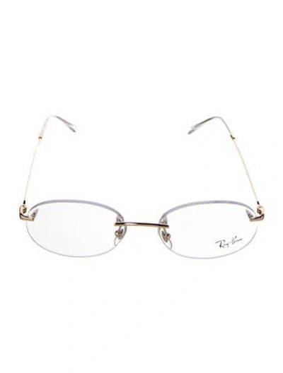Pre-owned Ray Ban Square Eyeglasses In Gold