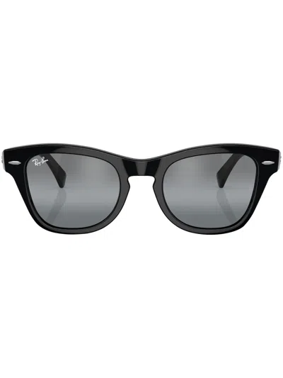 Ray Ban Square-frame Mirrored-lens Sunglasses In Schwarz