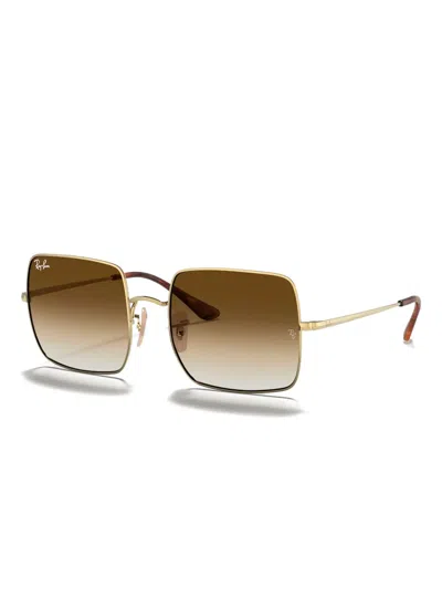 Ray Ban Square-frame Sunglasses In Gold,clear Gradient Brown