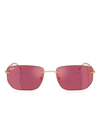 Ray Ban Square-frame Tinted Sunglasses In Gold
