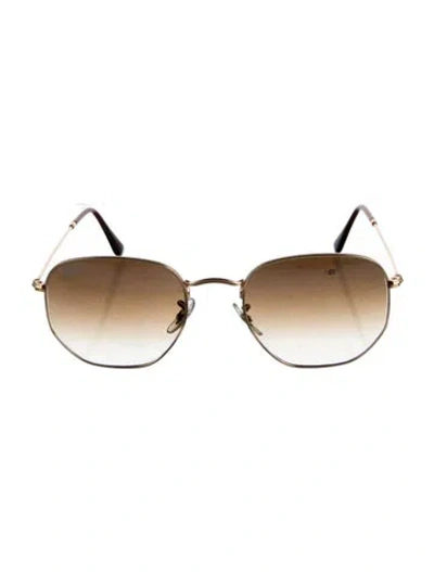 Pre-owned Ray Ban Square Gradient Sunglasses In Gold