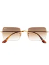 Ray Ban Square Gradient Sunglasses In Gold