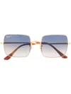 Ray Ban Square Gradient Sunglasses In Gold