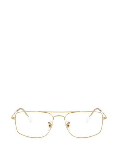 Ray Ban Square Metal Glasses In Gold