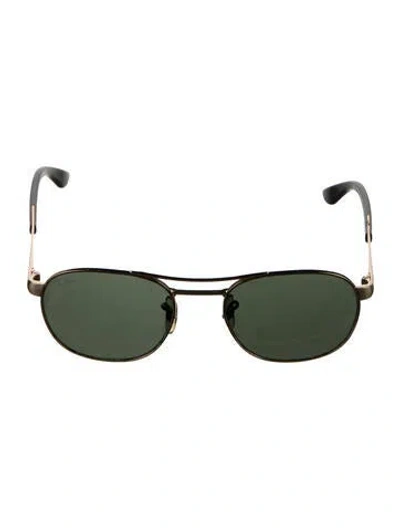 Pre-owned Ray Ban Square Mirrored Sunglasses In Gold
