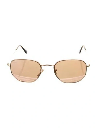 Pre-owned Ray Ban Square Mirrored Sunglasses In Gold/metallic