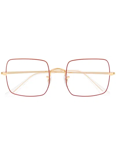 Ray Ban Square Optical Glasses In Gold
