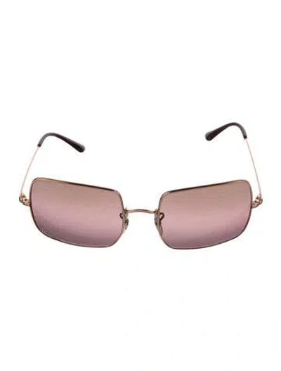 Pre-owned Ray Ban Square Oversize Sunglasses In Gold