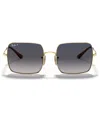 Ray Ban Square Polarized Sunglasses, Rb1971 In Gold,blue Gradient Blue Polar