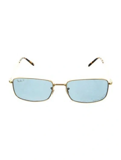 Pre-owned Ray Ban Square Tinted Sunglasses In Blue