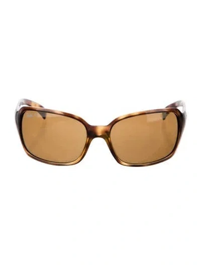 Pre-owned Ray Ban Square Tinted Sunglasses In Brown