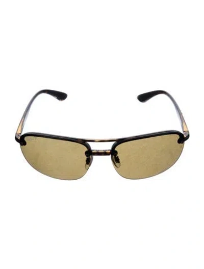 Pre-owned Ray Ban Square Tinted Sunglasses In Brown