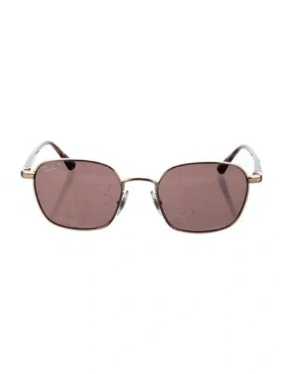 Pre-owned Ray Ban Square Tinted Sunglasses In Brown