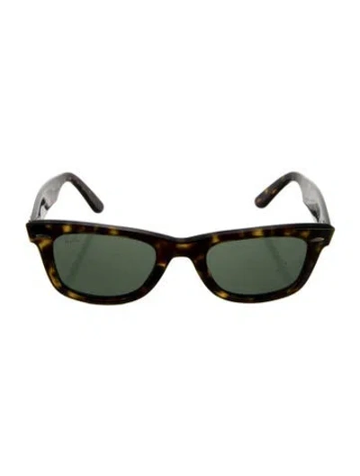 Pre-owned Ray Ban Square Tinted Sunglasses In Brown