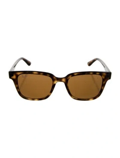 Pre-owned Ray Ban Square Tinted Sunglasses In Brown